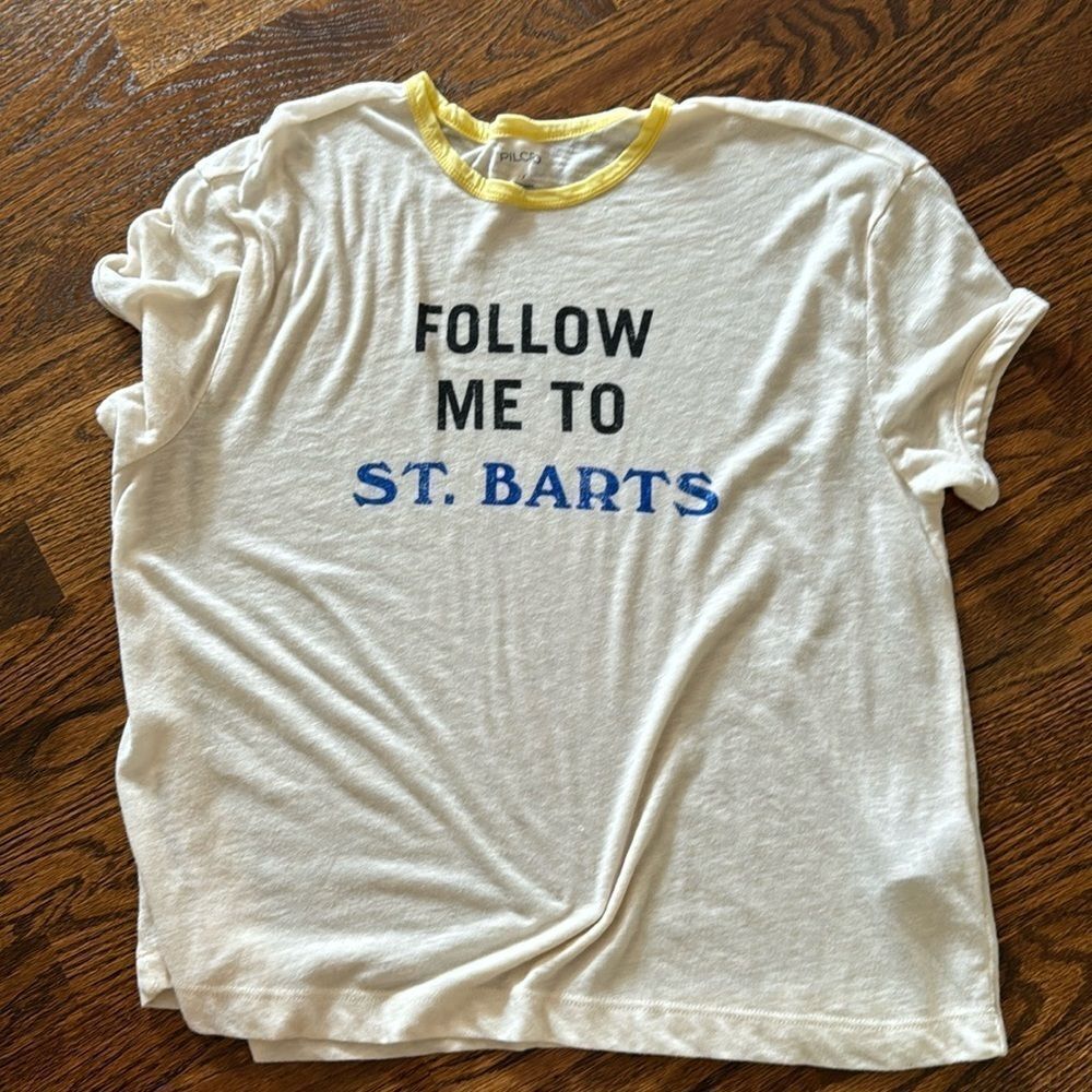 Pilcro Graphic Ringer Tee Follow Me To St. Barts - Picture 7 of 8